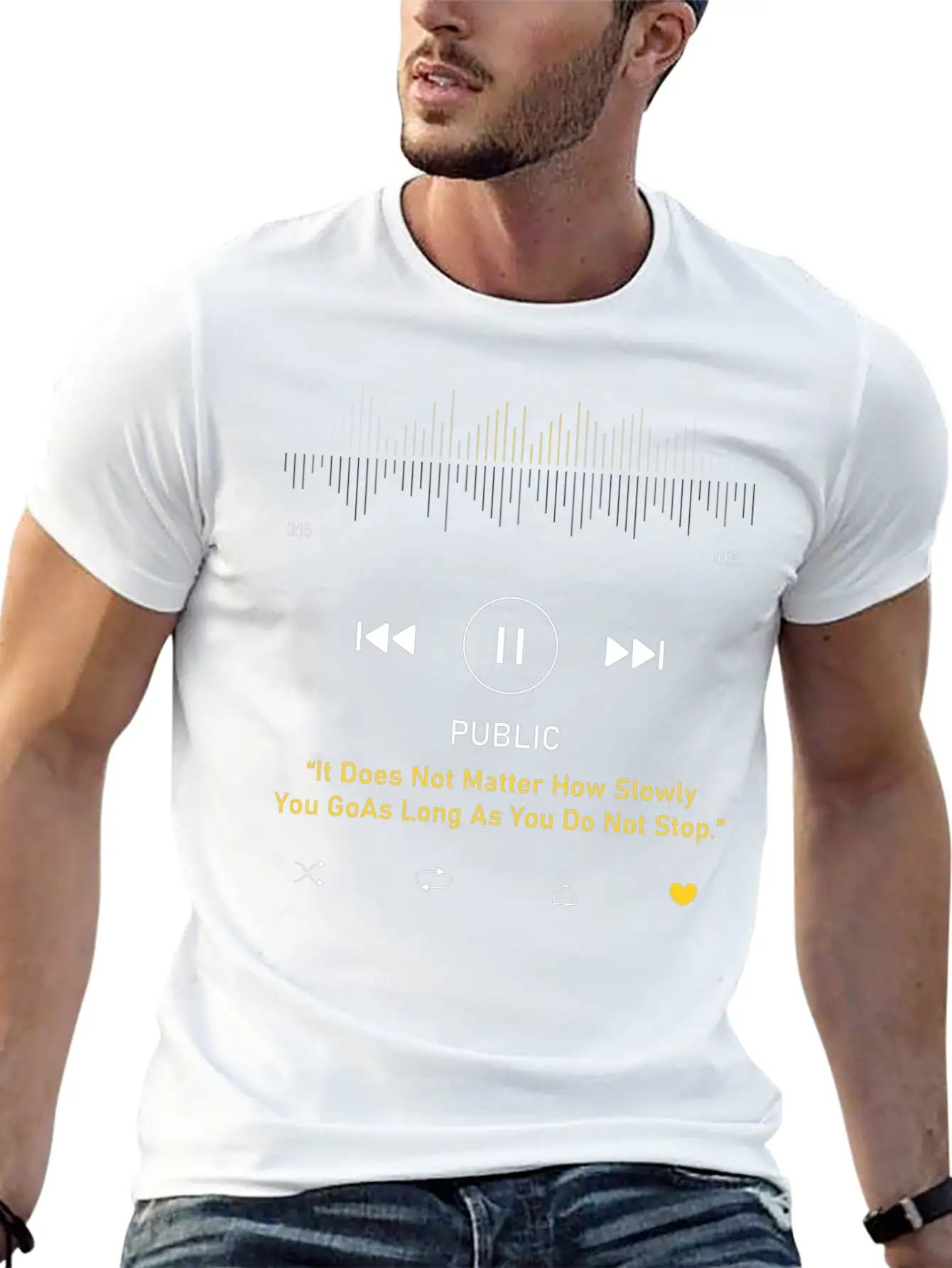Play Music Interface With Motivational Classic Cotton Tee – Unisex Comfort For Any Season