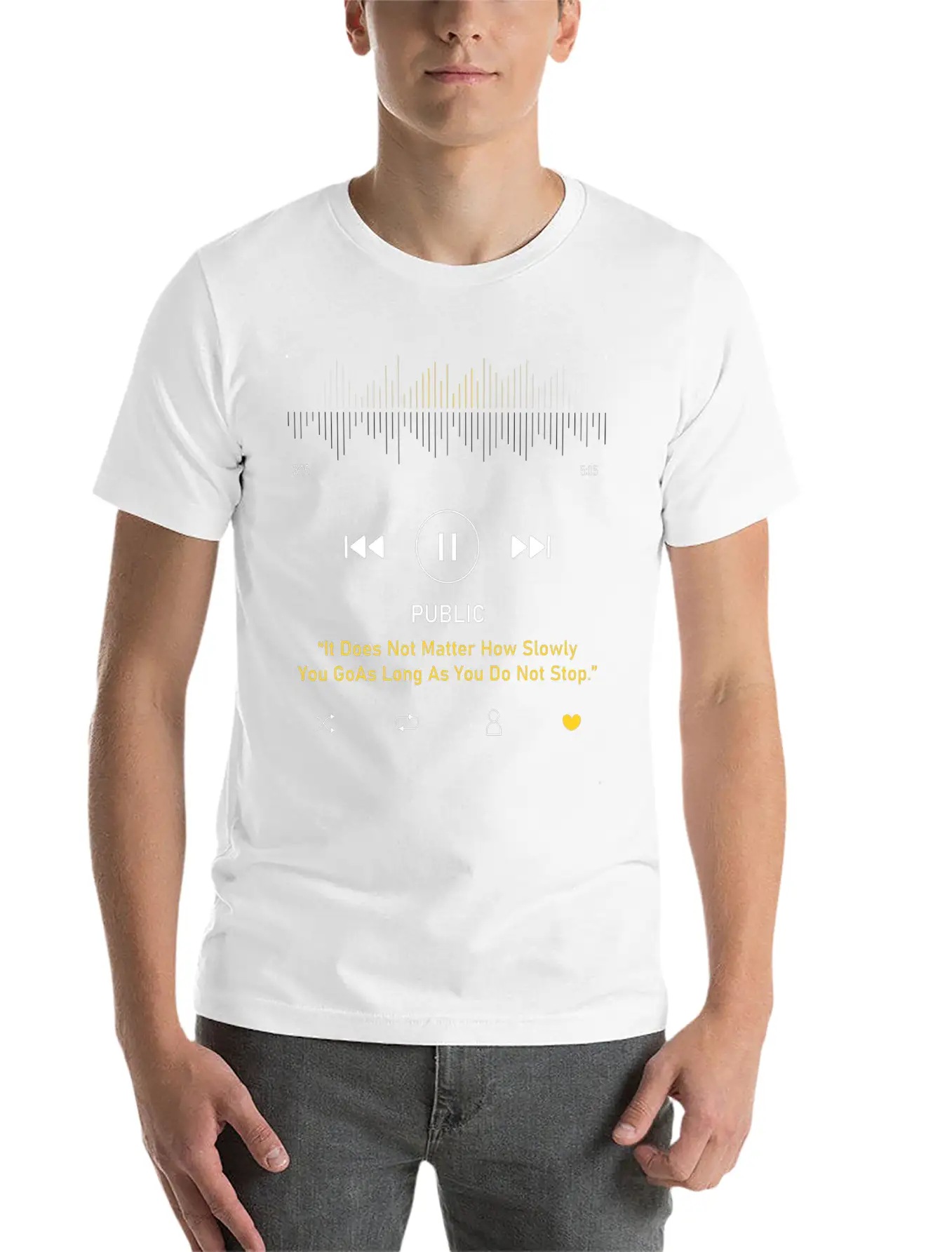 Play Music Interface With Motivational Classic Cotton Tee – Unisex Comfort For Any Season