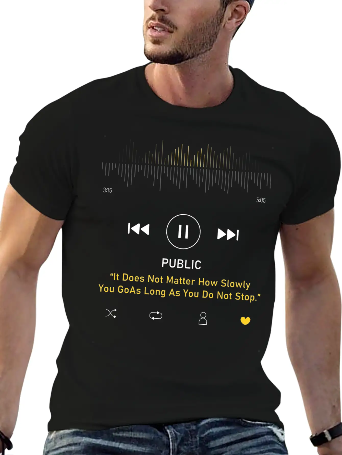 Play Music Interface With Motivational Classic Cotton Tee – Unisex Comfort For Any Season