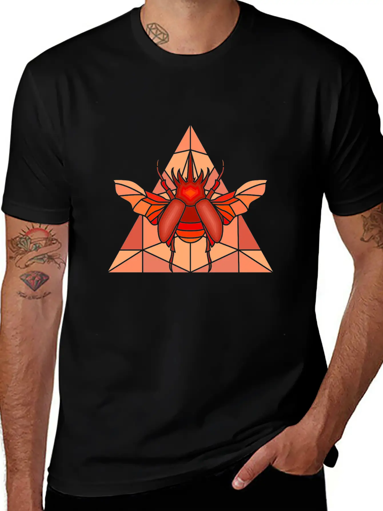 Polygon Art Beetle Rhino Beetle Triangle Geometry Classic Cotton Tee – Unisex Comfort For Any Season