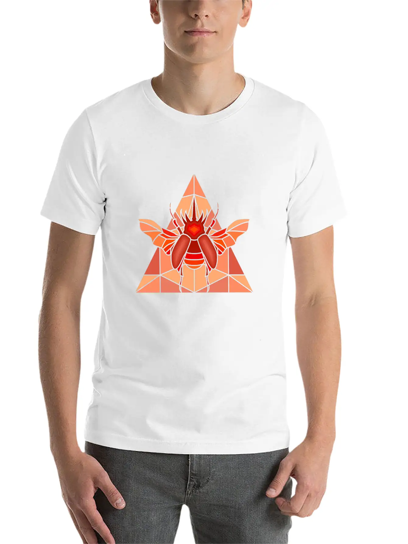 Polygon Art Beetle Rhino Beetle Triangle Geometry Classic Cotton Tee – Unisex Comfort For Any Season