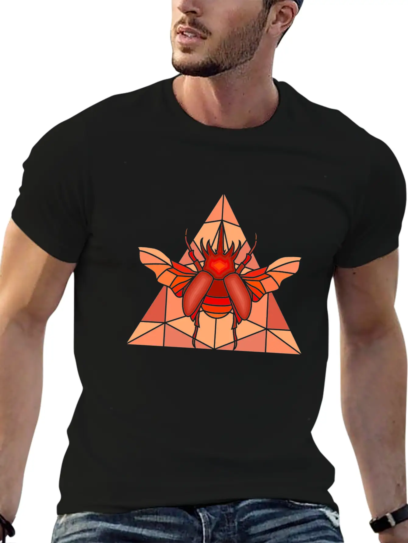 Polygon Art Beetle Rhino Beetle Triangle Geometry Classic Cotton Tee – Unisex Comfort For Any Season