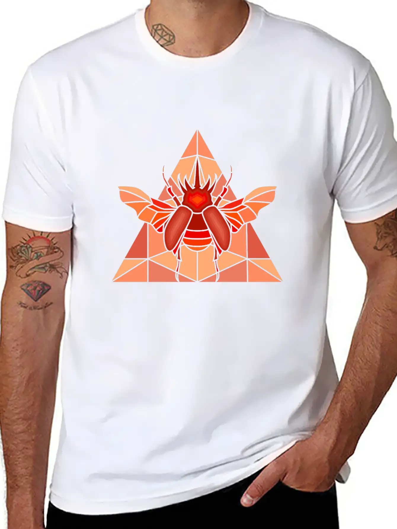 Polygon Art Beetle Rhino Beetle Triangle Geometry Classic Cotton Tee – Unisex Comfort For Any Season