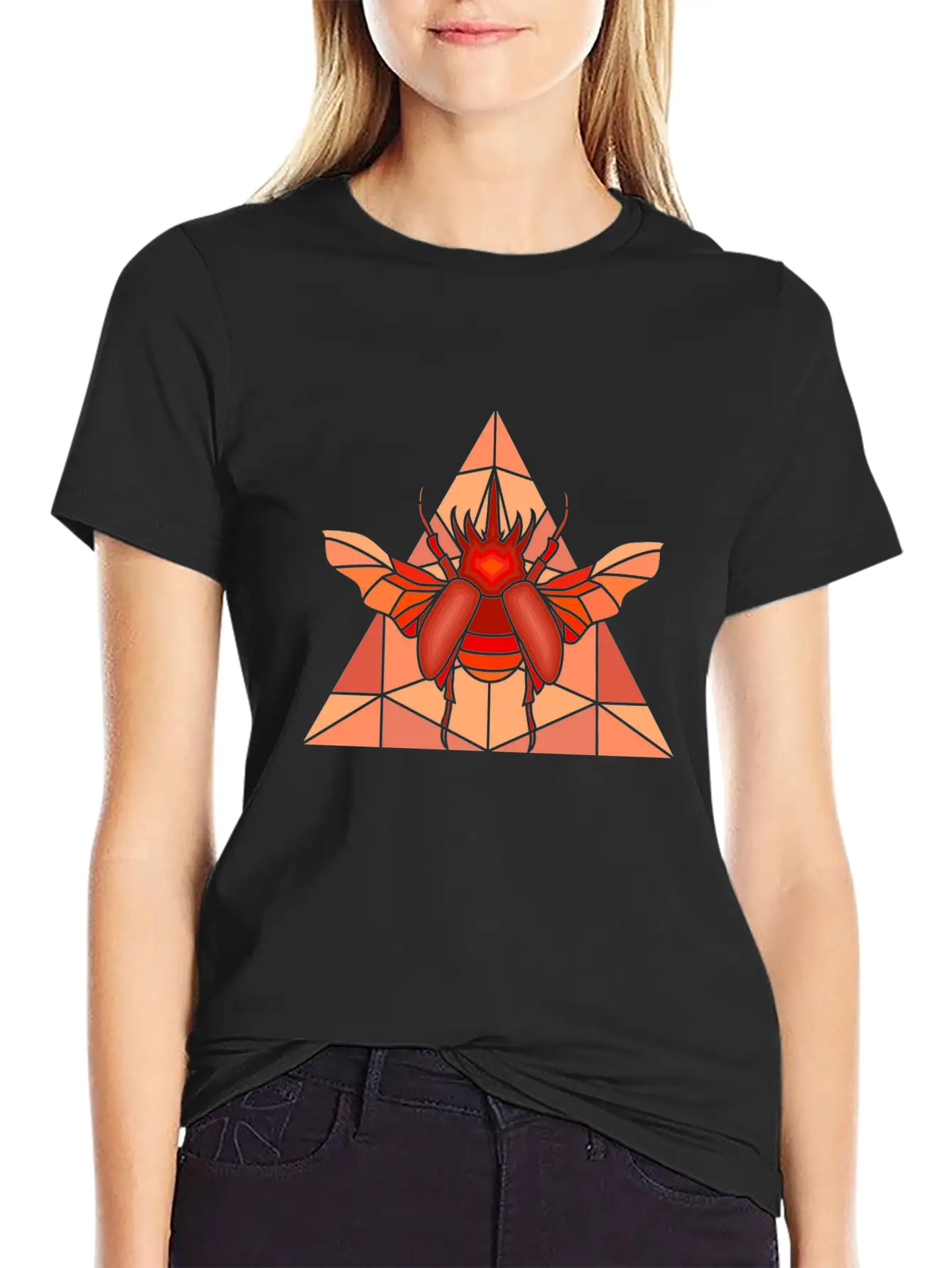 Polygon Art Beetle Rhino Beetle Triangle Geometry Classic Cotton Tee – Unisex Comfort For Any Season