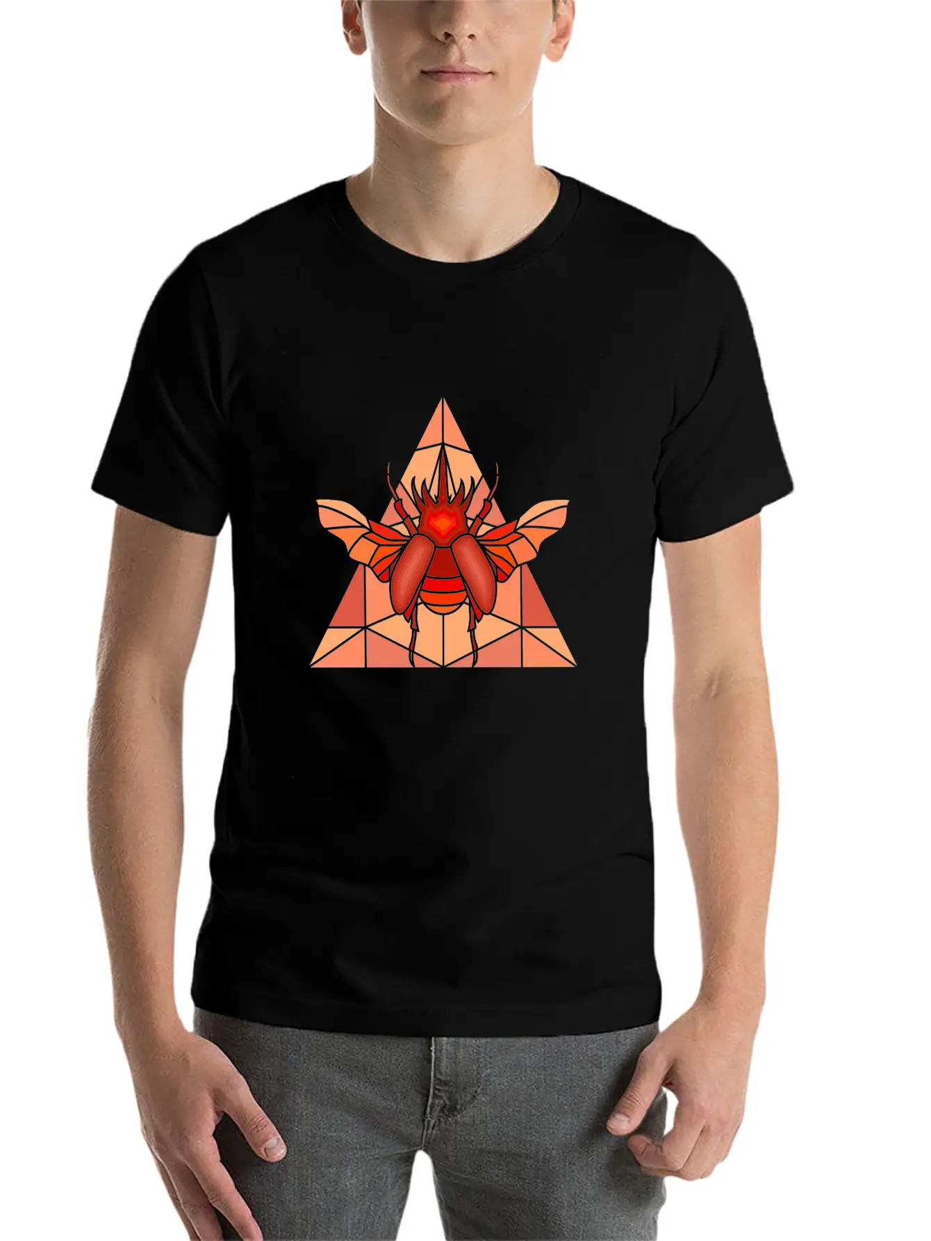 Polygon Art Beetle Rhino Beetle Triangle Geometry Classic Cotton Tee – Unisex Comfort For Any Season
