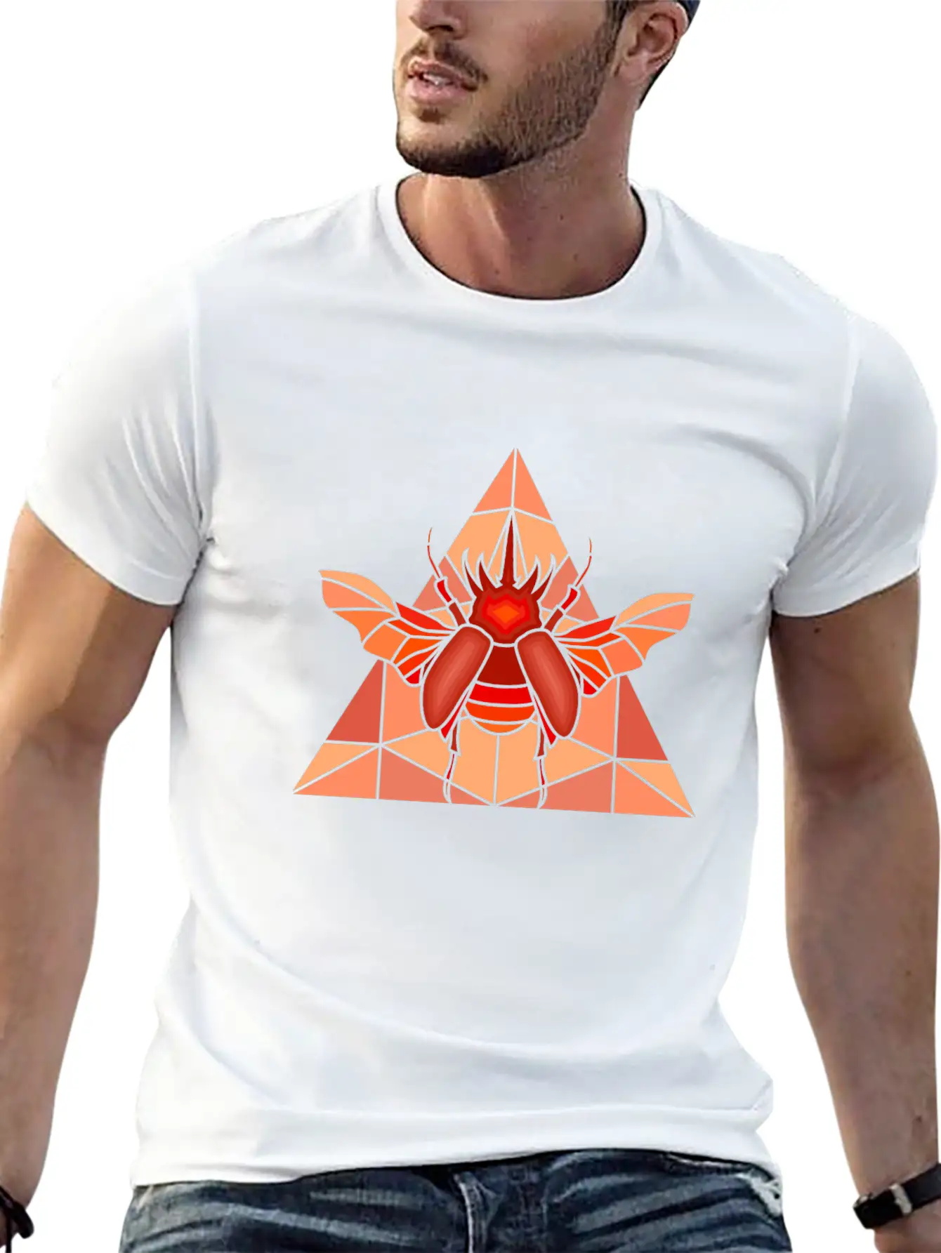 Polygon Art Beetle Rhino Beetle Triangle Geometry Classic Cotton Tee – Unisex Comfort For Any Season