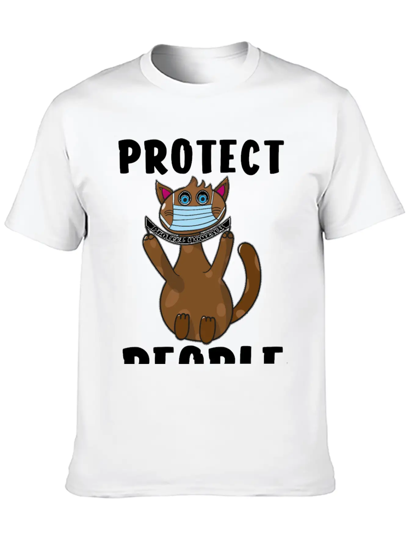 Protect Yourself, Face Mask Cat Unisex Short Sleeve Soft Cotton T-Shirt – Casual Everyday Wear