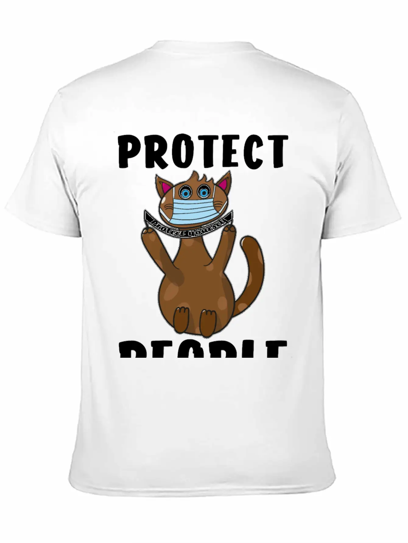 Protect Yourself, Face Mask Cat Unisex Short Sleeve Soft Cotton T-Shirt – Casual Everyday Wear