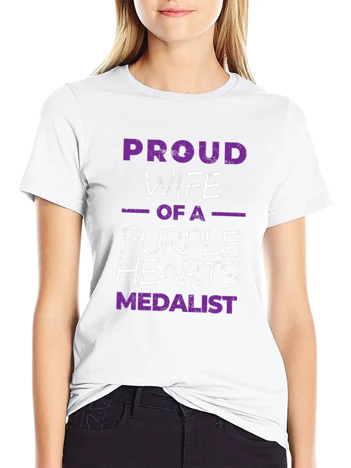 Purple Hearts War Hero Proud Wife Proud Veteran Essential Unisex Summer Tee – Soft Cotton Casual Fit