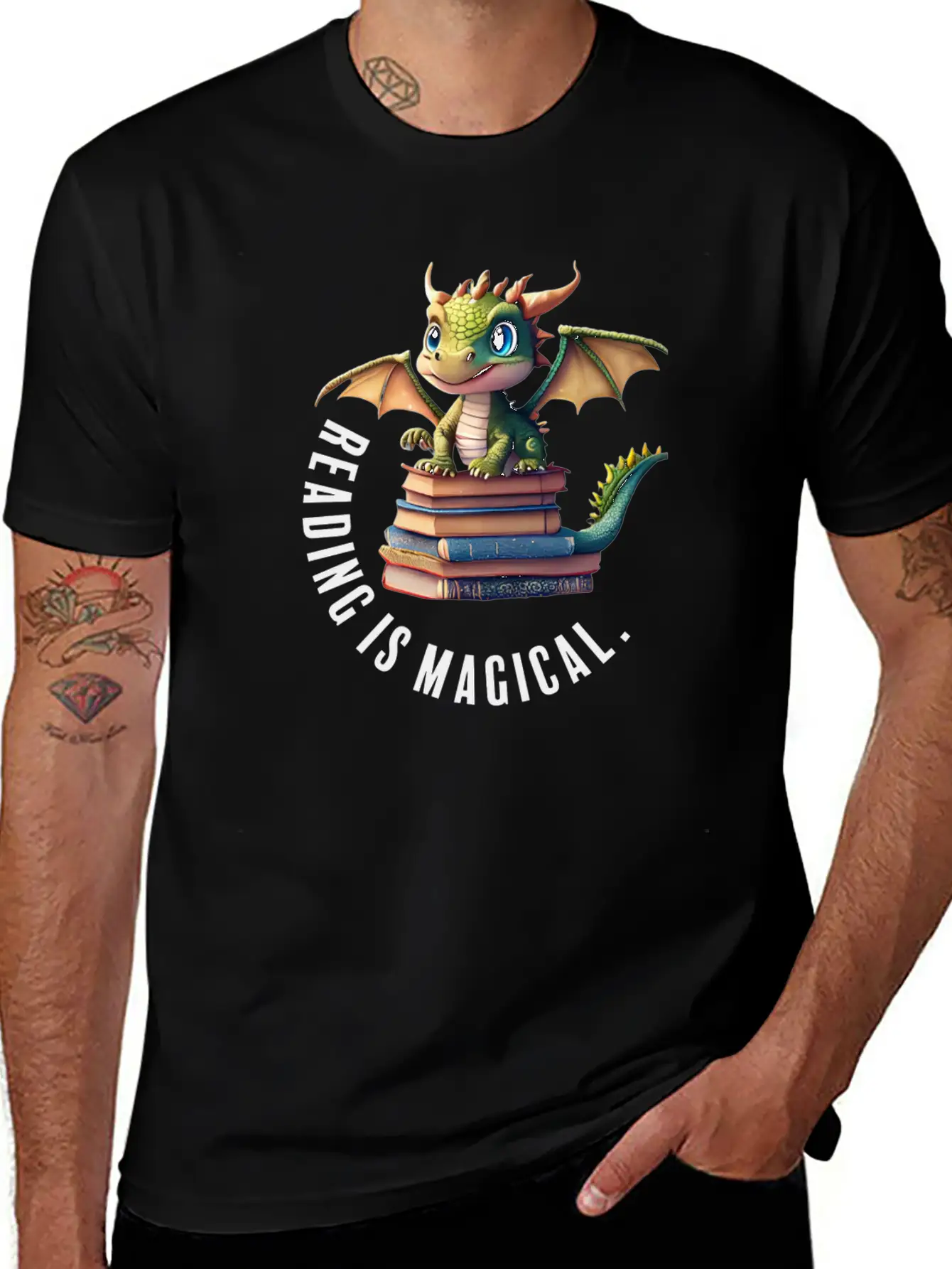 Reading Is Magical Dragon Casual Graphic T-Shirt – Simple And Comfortable Daily Wear