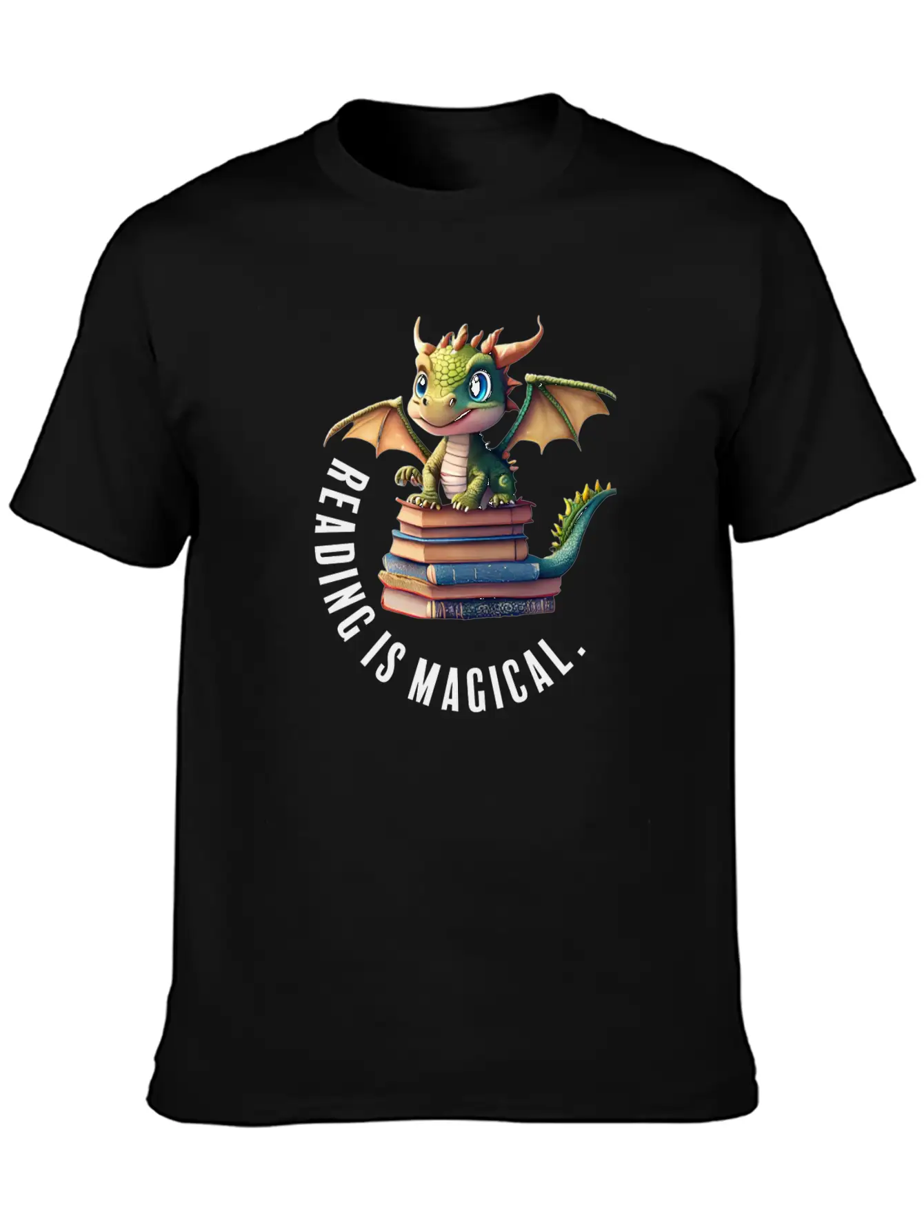 Reading Is Magical Dragon Casual Graphic T-Shirt – Simple And Comfortable Daily Wear