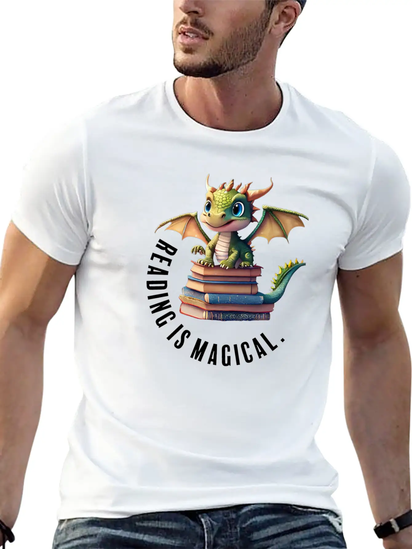 Reading Is Magical Dragon Casual Graphic T-Shirt – Simple And Comfortable Daily Wear