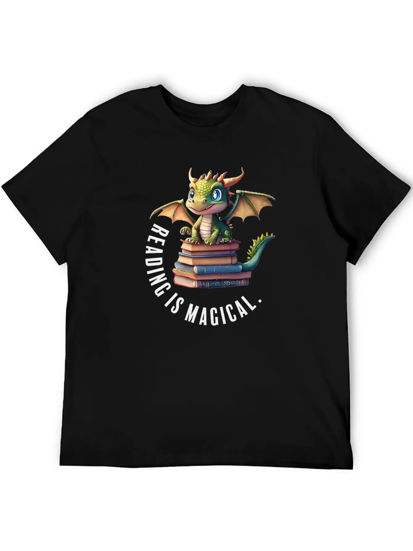 Reading Is Magical Dragon Casual Graphic T-Shirt – Simple And Comfortable Daily Wear