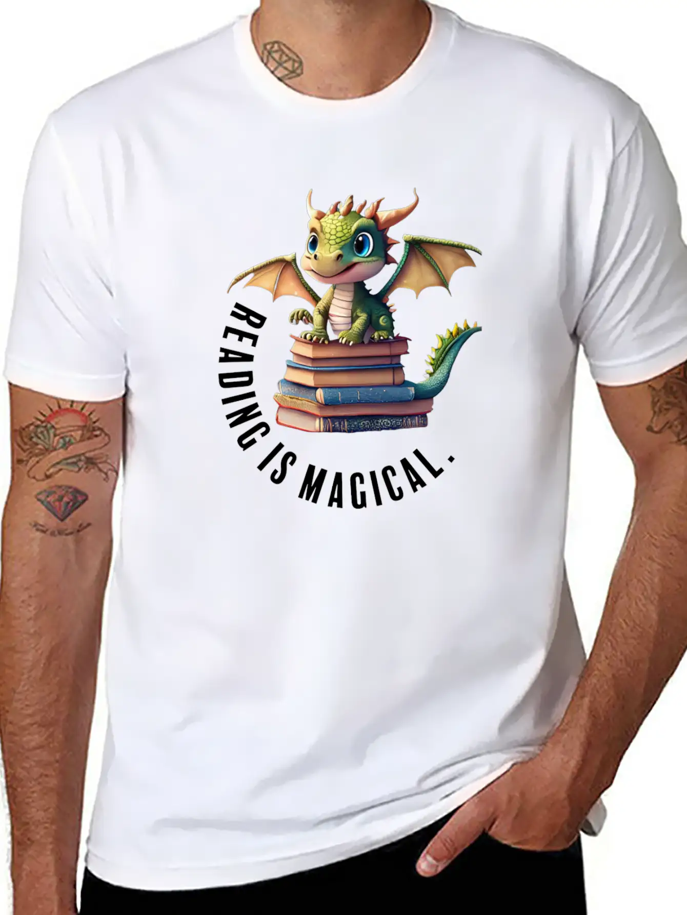 Reading Is Magical Dragon Casual Graphic T-Shirt – Simple And Comfortable Daily Wear