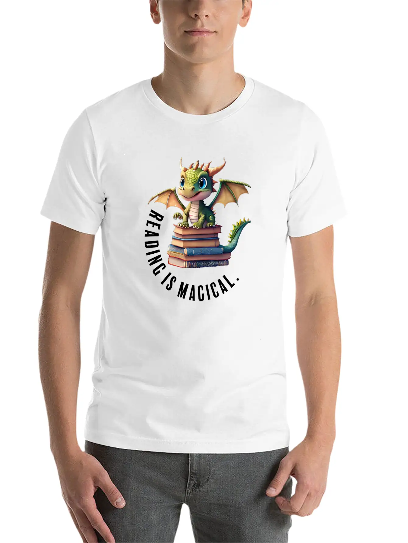 Reading Is Magical Dragon Casual Graphic T-Shirt – Simple And Comfortable Daily Wear