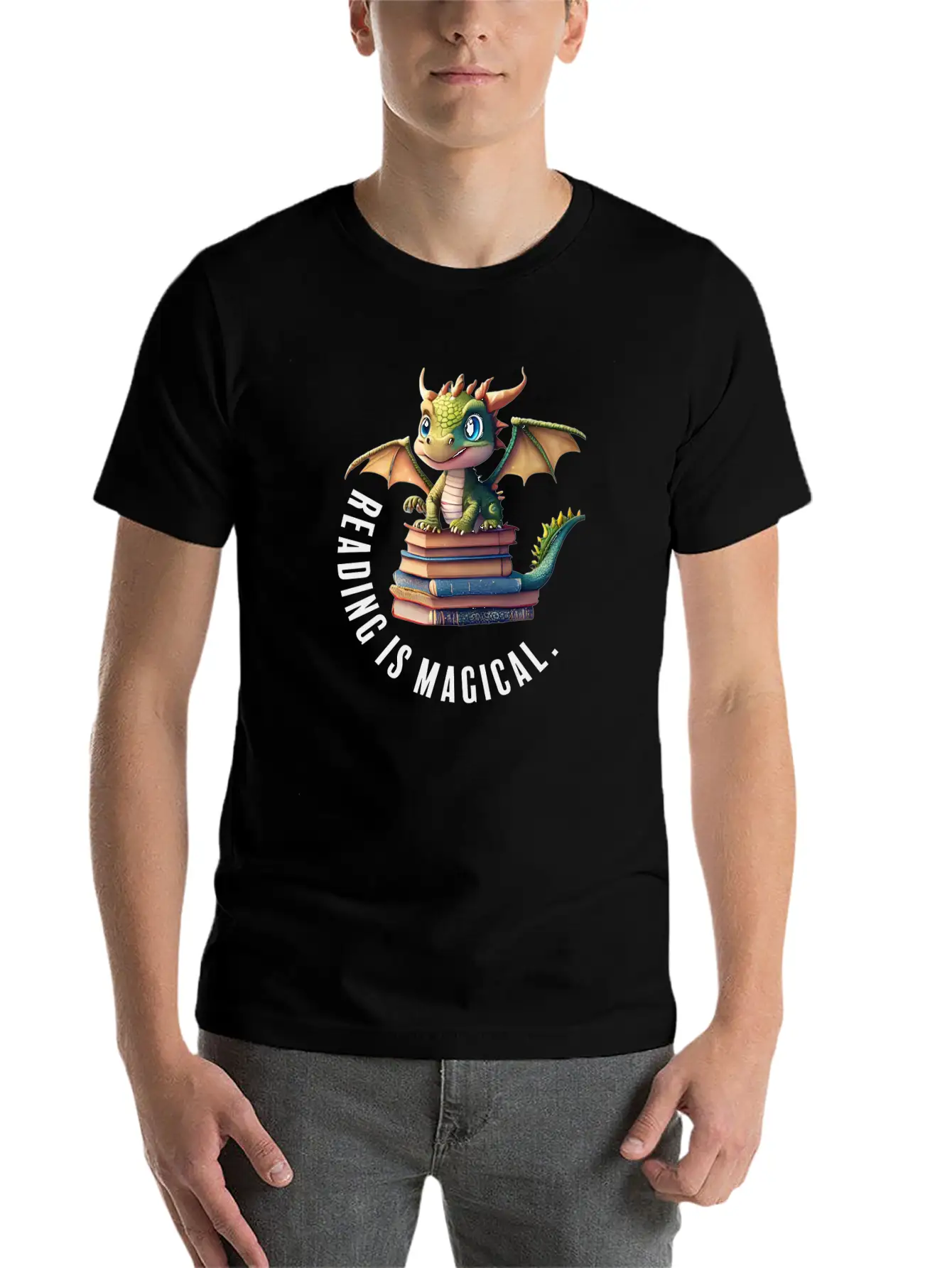 Reading Is Magical Dragon Casual Graphic T-Shirt – Simple And Comfortable Daily Wear