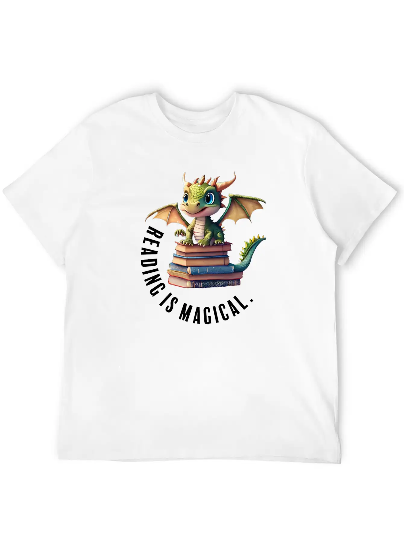Reading Is Magical Dragon Casual Graphic T-Shirt – Simple And Comfortable Daily Wear