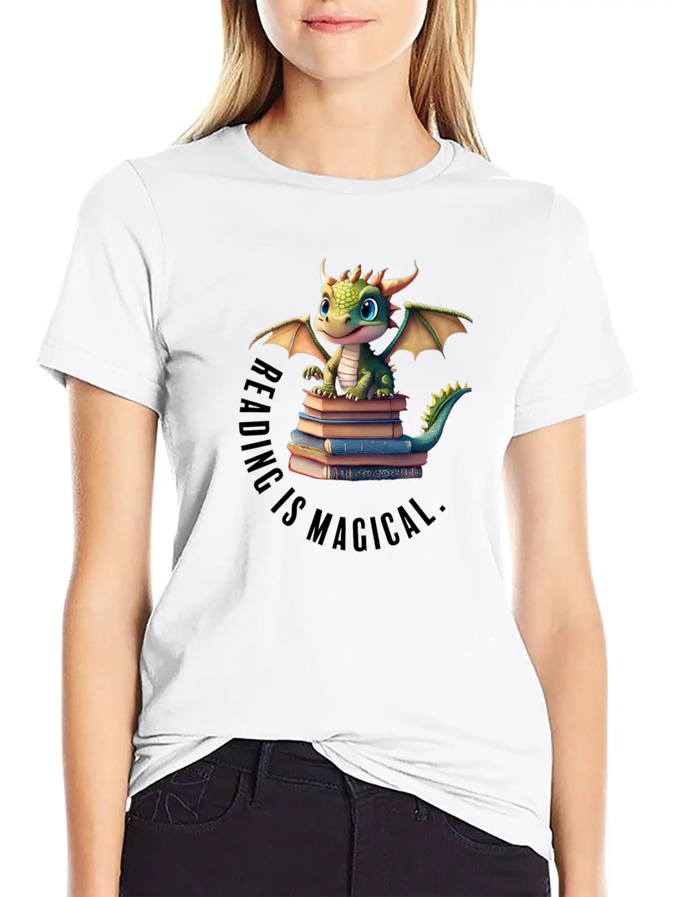Reading Is Magical Dragon Casual Graphic T-Shirt – Simple And Comfortable Daily Wear