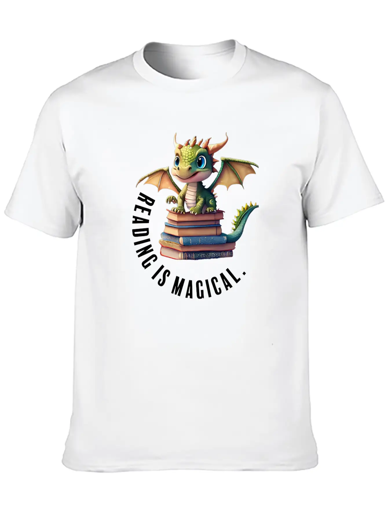Reading Is Magical Dragon Casual Graphic T-Shirt – Simple And Comfortable Daily Wear