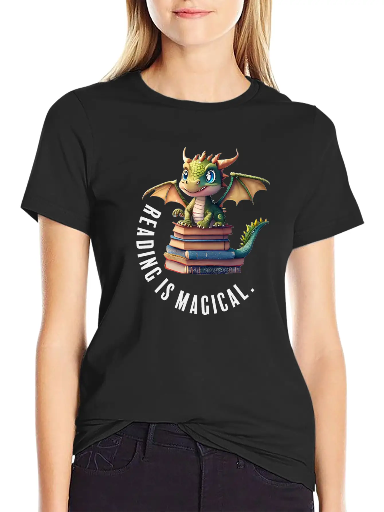 Reading Is Magical Dragon Casual Graphic T-Shirt – Simple And Comfortable Daily Wear