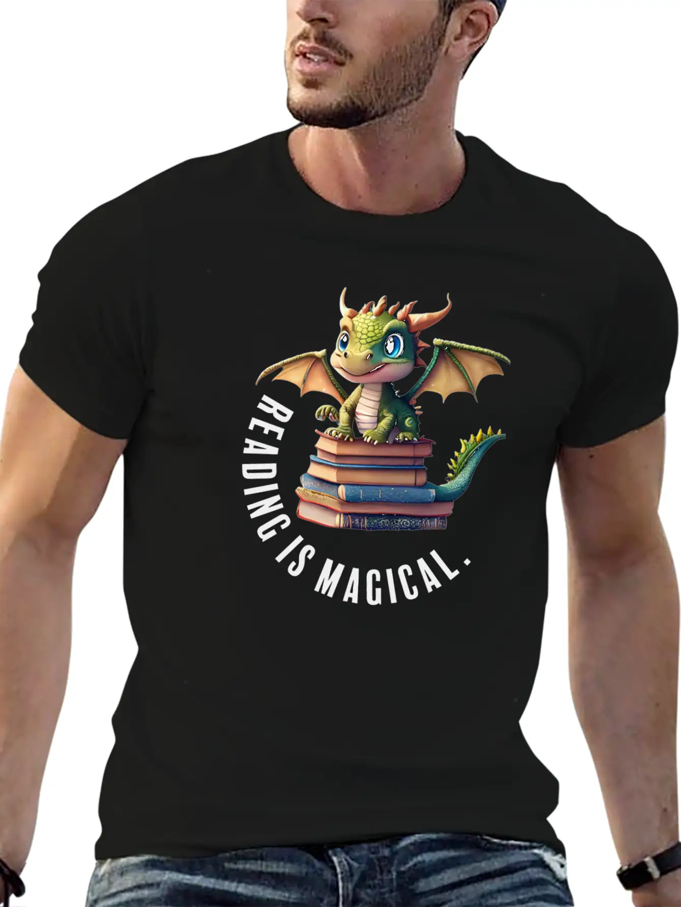 Reading Is Magical Dragon Casual Graphic T-Shirt – Simple And Comfortable Daily Wear