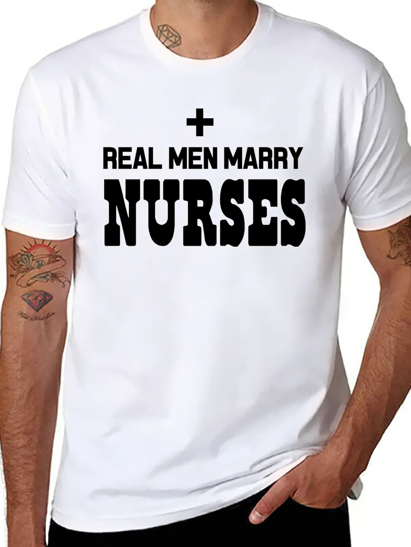 Real Men Marry Nurses Casual Graphic T-Shirt – Simple And Comfortable Daily Wear