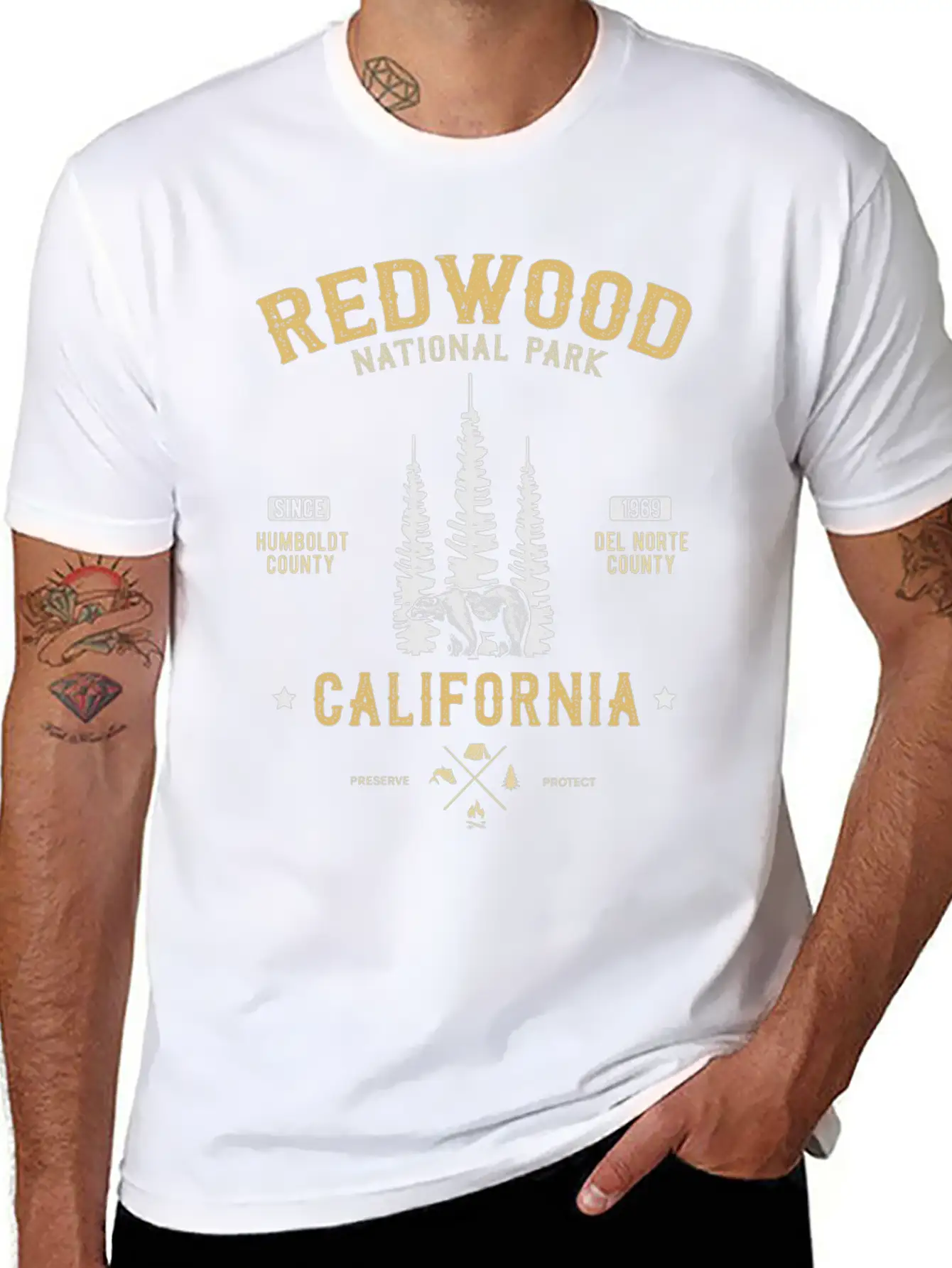 Red Wood National Park Redwood Forest California Casual Graphic T-Shirt – Simple And Comfortable Daily Wear