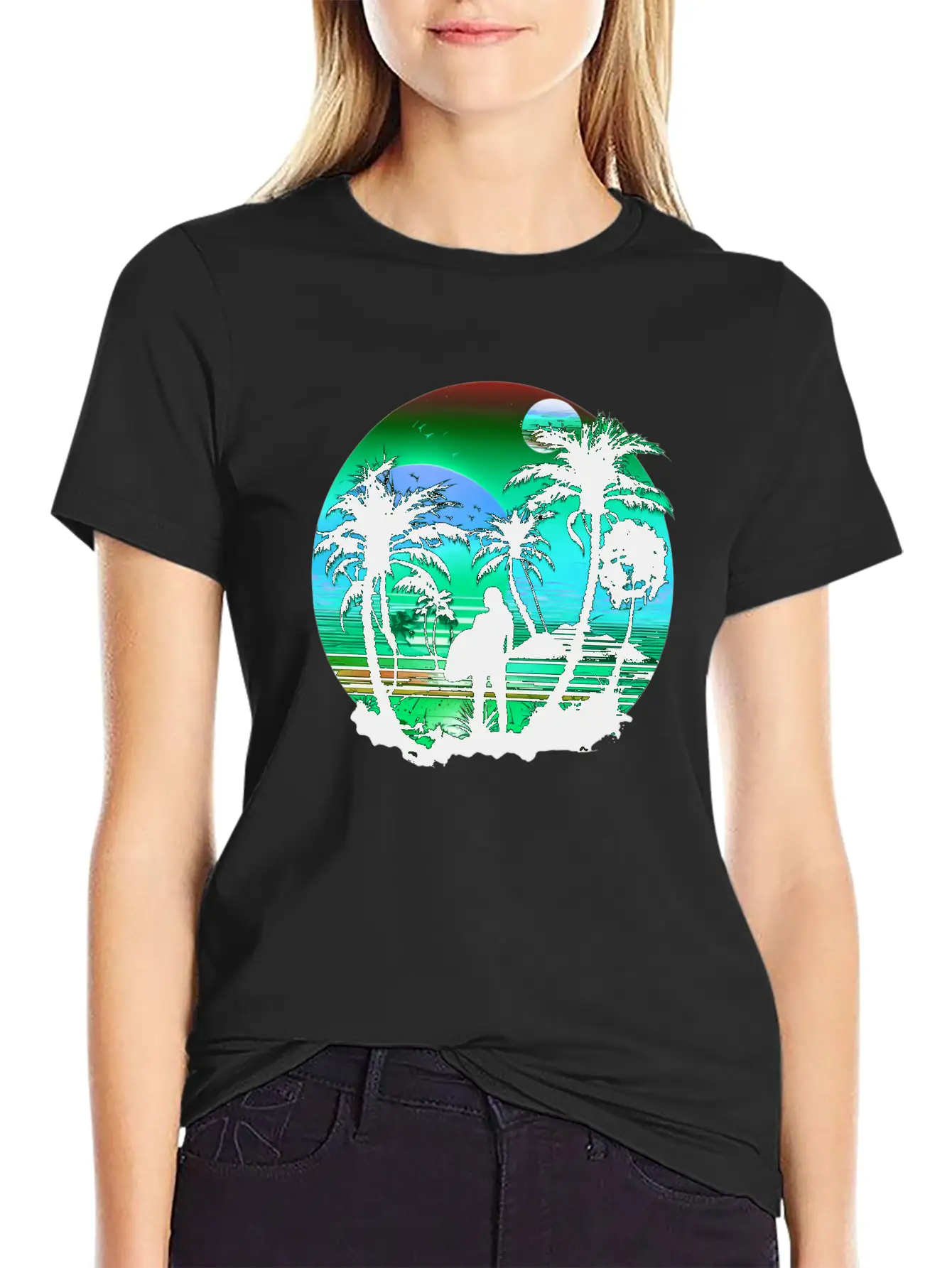 Retro Palm Trees Sun Vacation Summer Essential Unisex Summer Tee – Soft Cotton Casual Fit