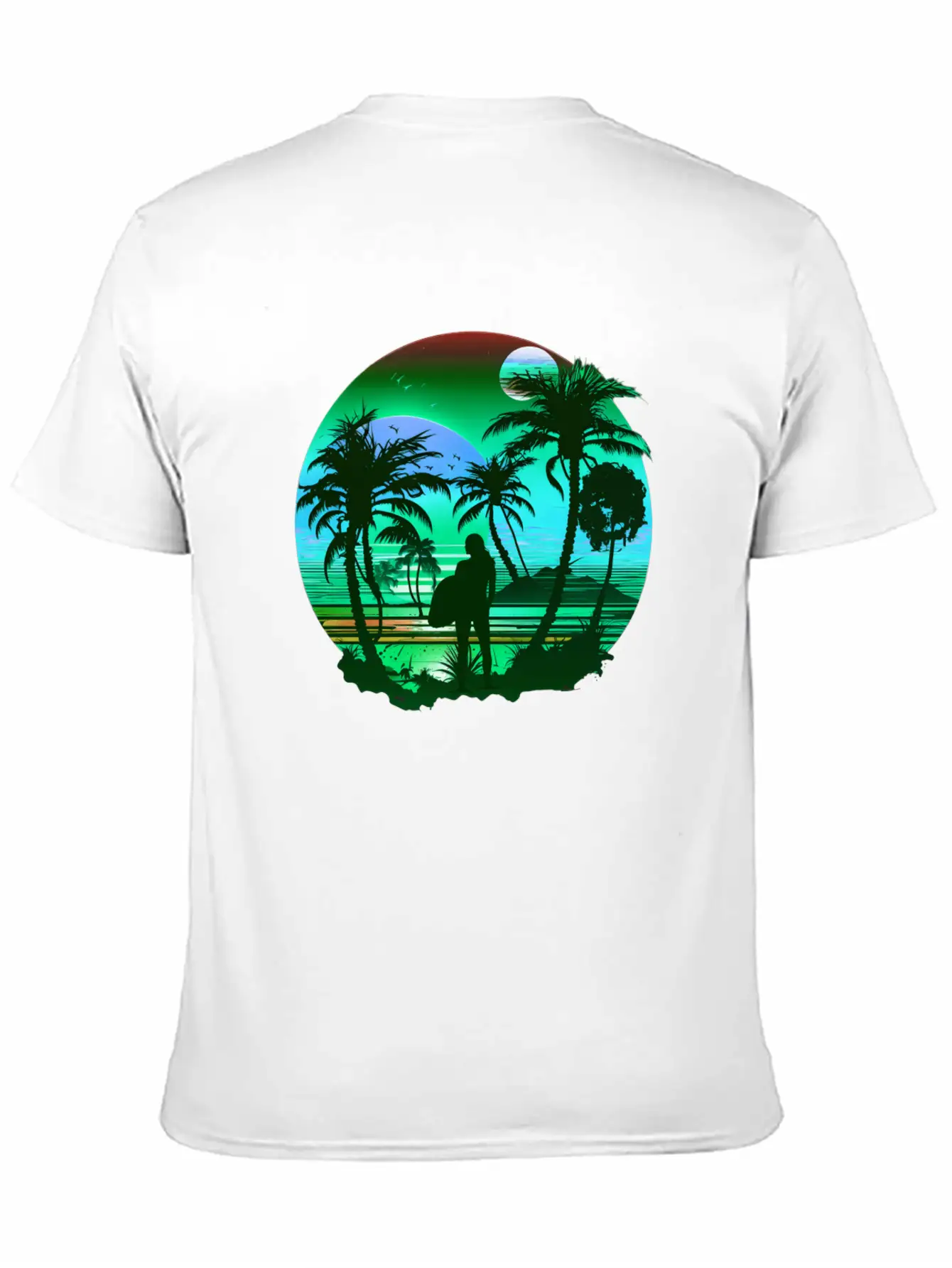 Retro Palm Trees Sun Vacation Summer Essential Unisex Summer Tee – Soft Cotton Casual Fit