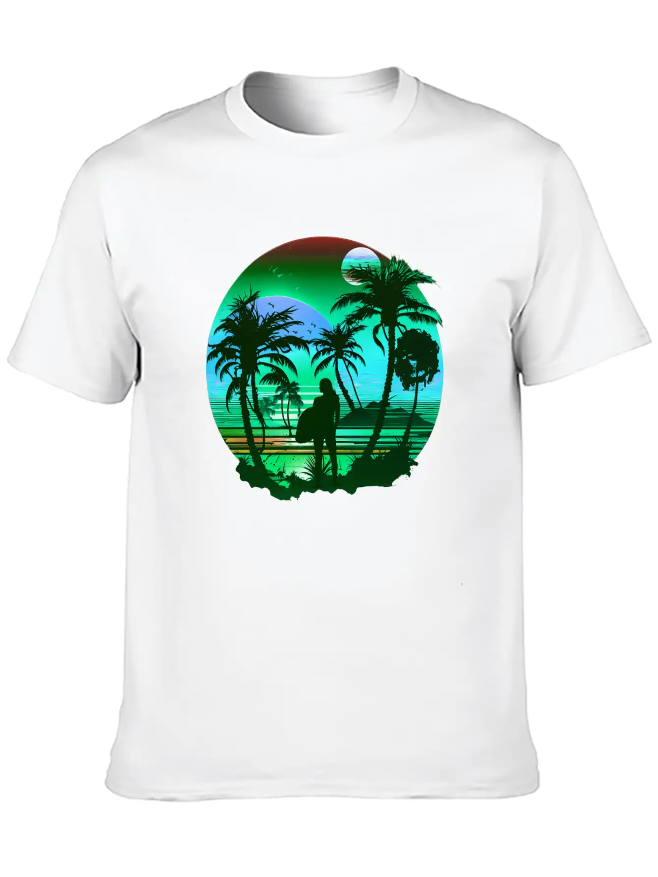 Retro Palm Trees Sun Vacation Summer Essential Unisex Summer Tee – Soft Cotton Casual Fit