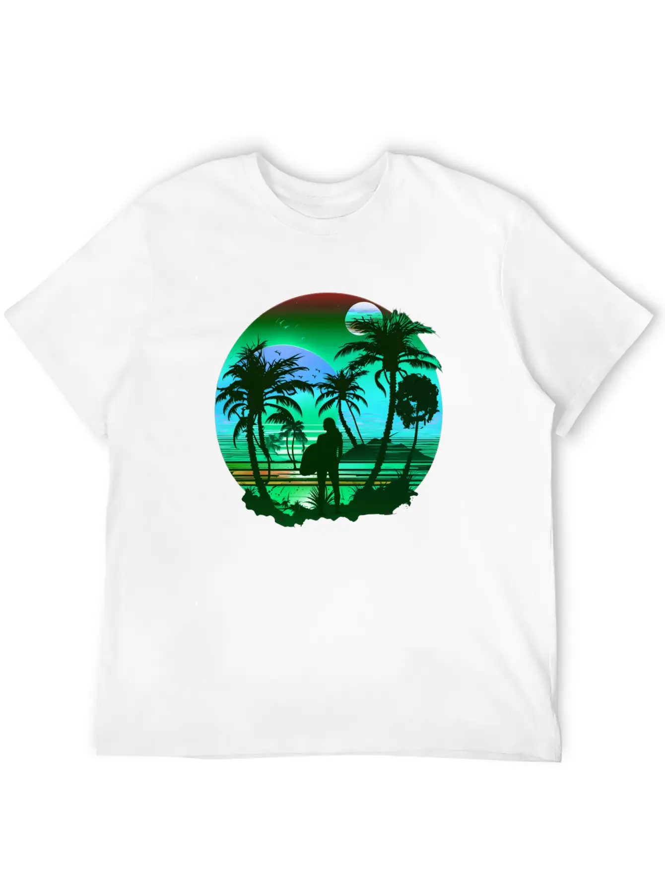 Retro Palm Trees Sun Vacation Summer Essential Unisex Summer Tee – Soft Cotton Casual Fit