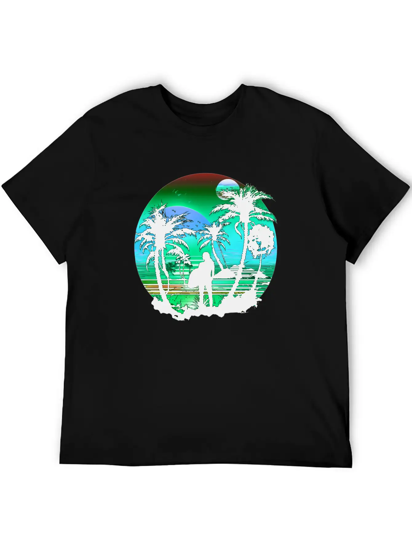Retro Palm Trees Sun Vacation Summer Essential Unisex Summer Tee – Soft Cotton Casual Fit