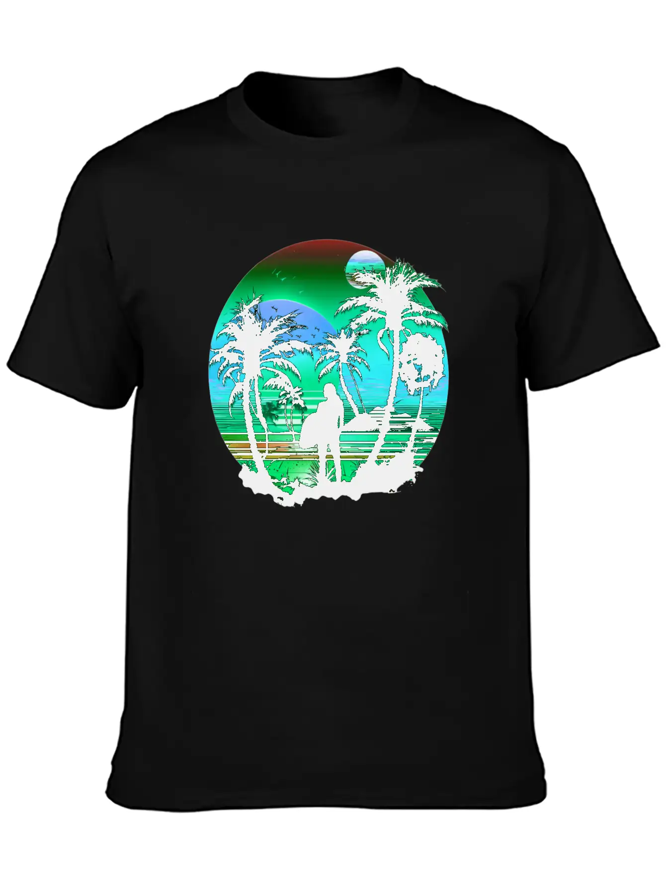 Retro Palm Trees Sun Vacation Summer Essential Unisex Summer Tee – Soft Cotton Casual Fit