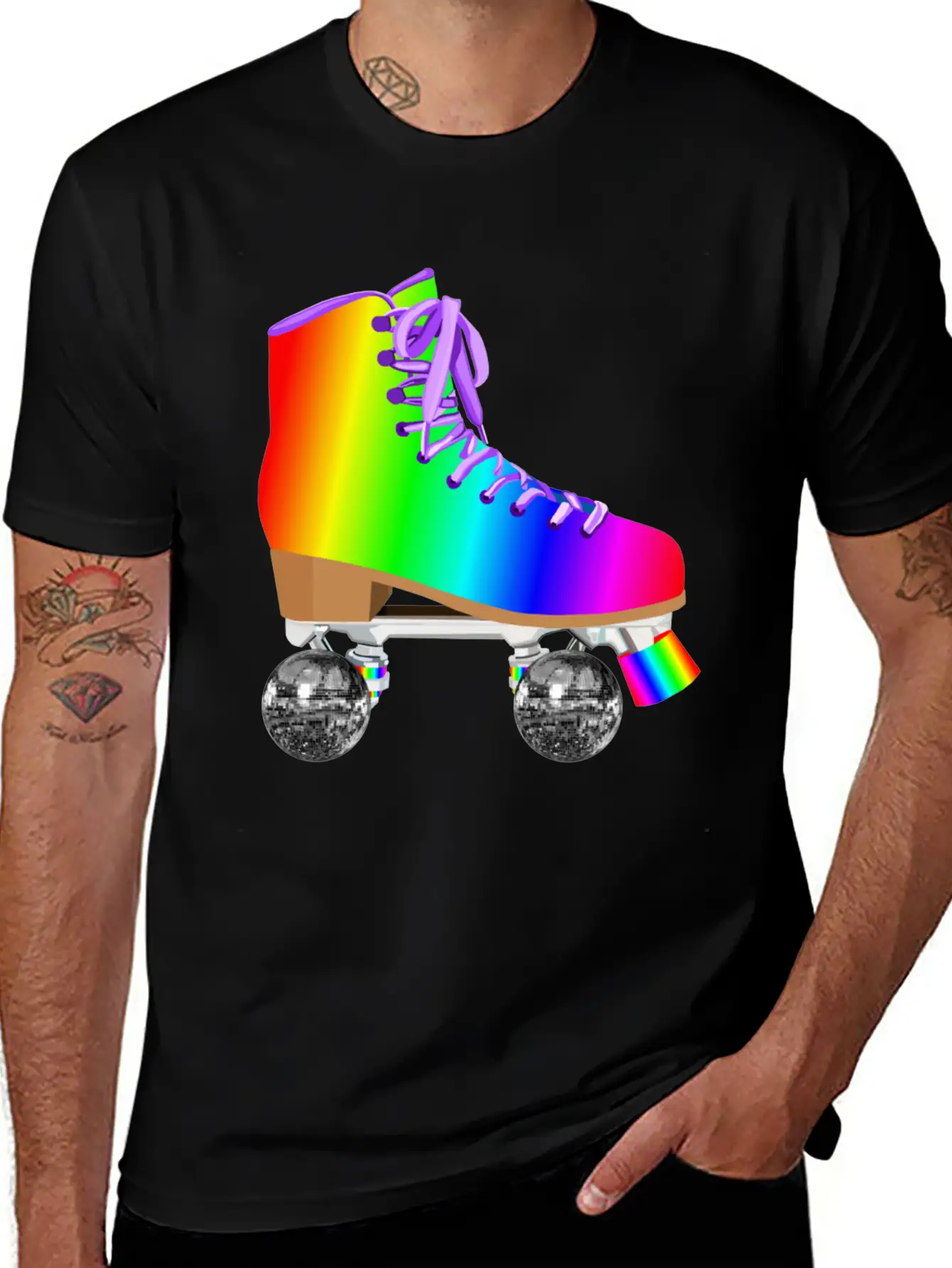 Retro Rainbow 70s Disco Roller Skates Essential Unisex Summer Tee – Soft Cotton Casual Fit