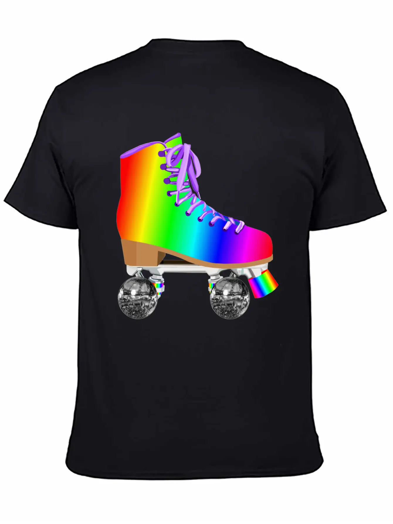 Retro Rainbow 70s Disco Roller Skates Essential Unisex Summer Tee – Soft Cotton Casual Fit