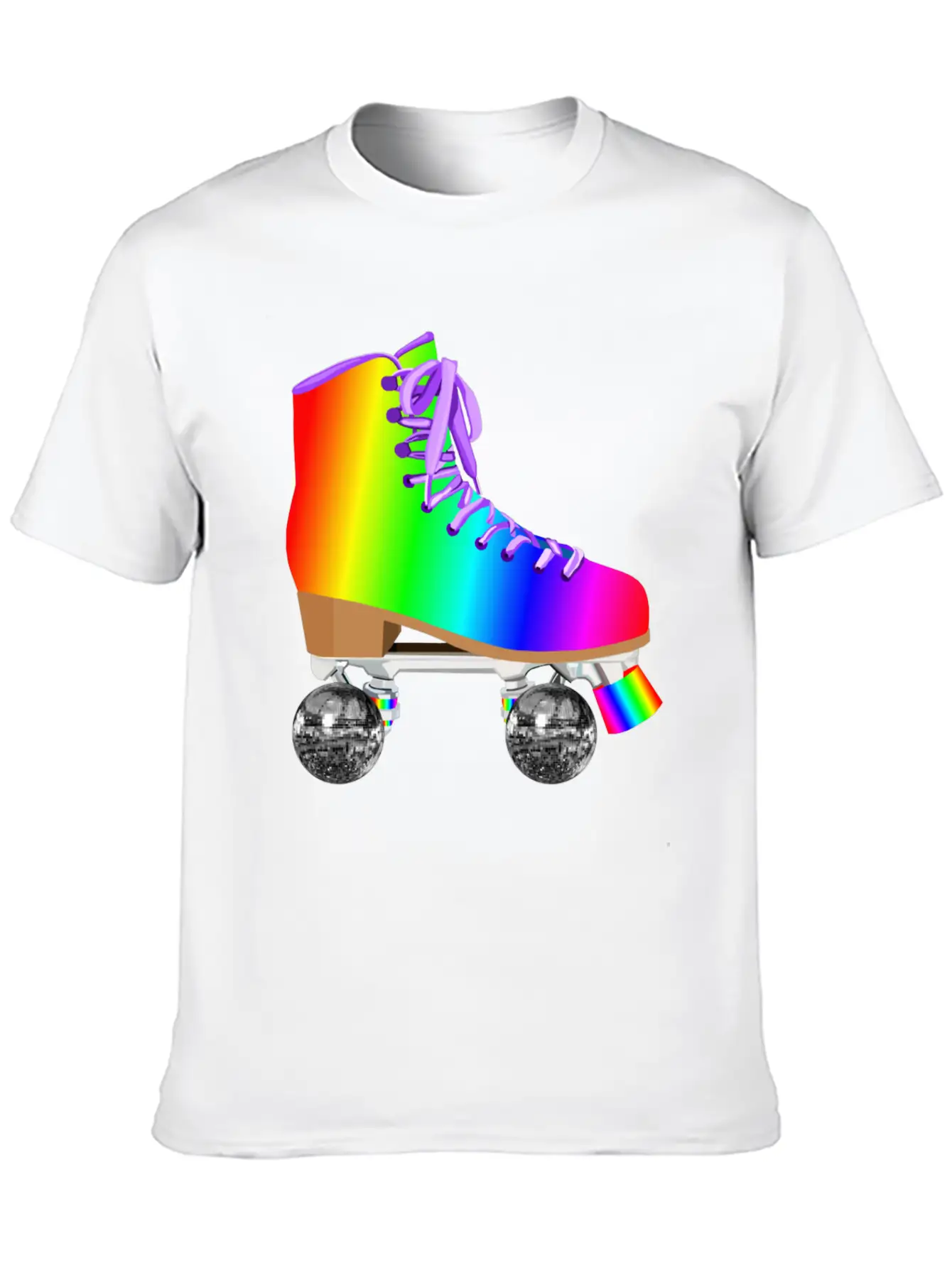 Retro Rainbow 70s Disco Roller Skates Essential Unisex Summer Tee – Soft Cotton Casual Fit