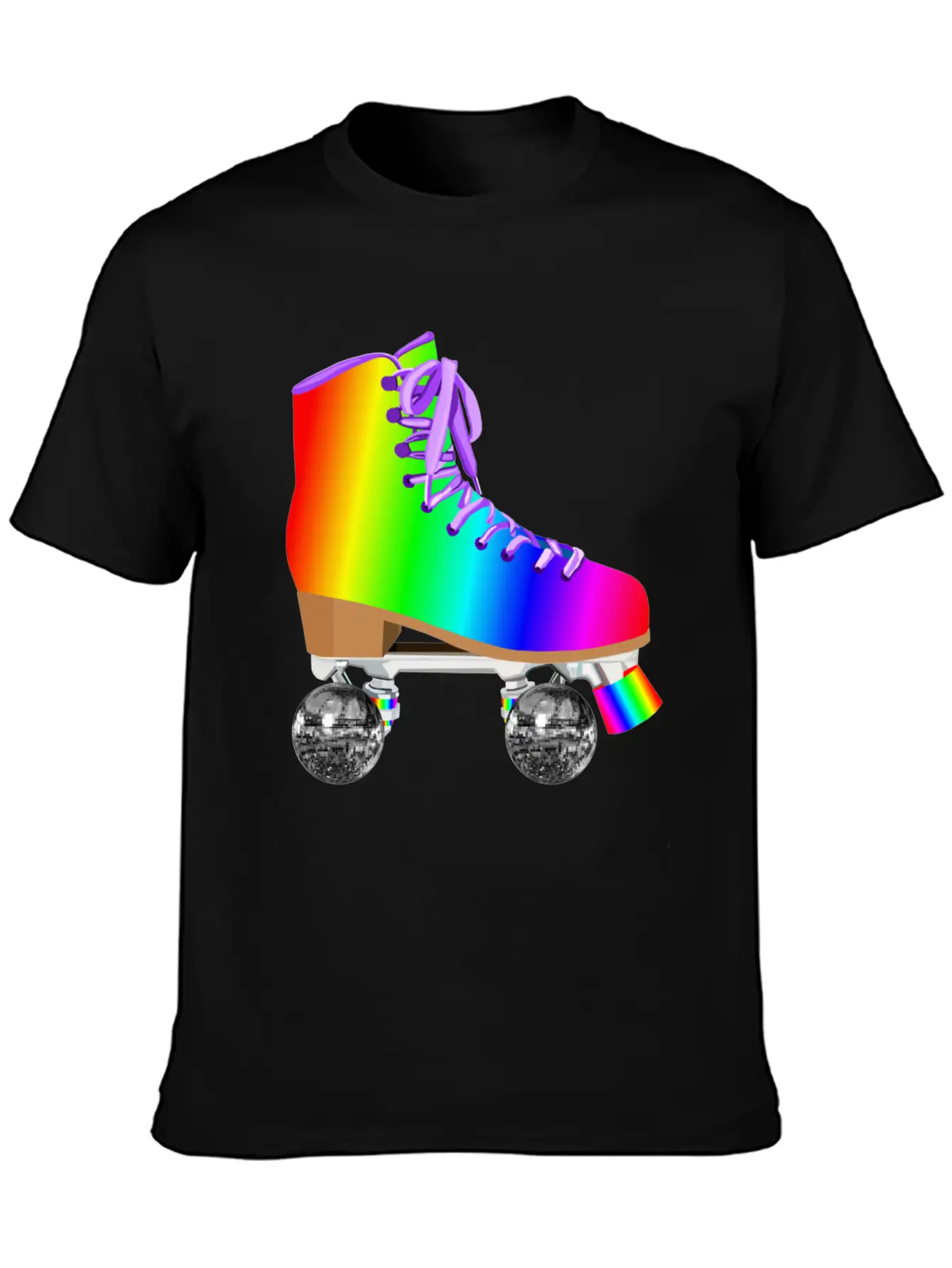 Retro Rainbow 70s Disco Roller Skates Essential Unisex Summer Tee – Soft Cotton Casual Fit