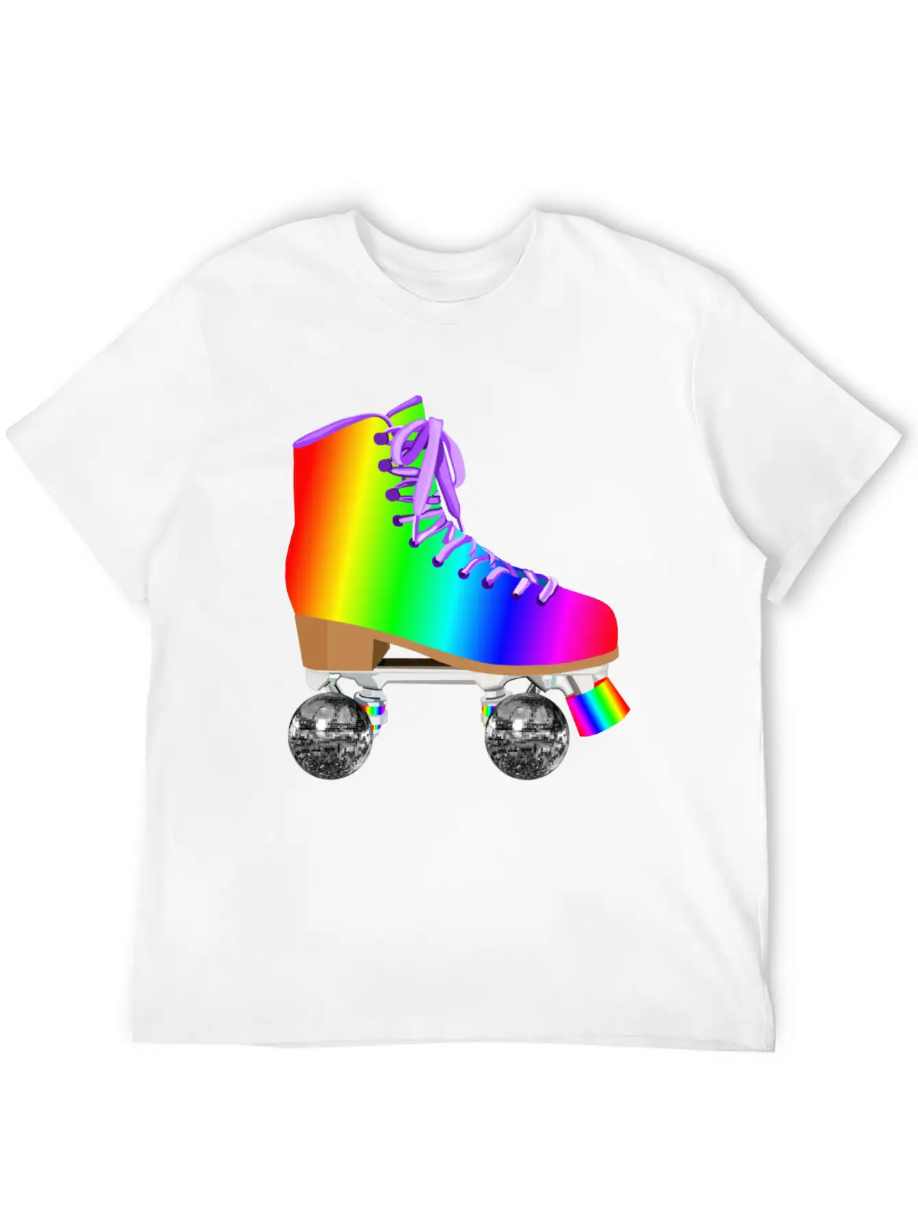Retro Rainbow 70s Disco Roller Skates Essential Unisex Summer Tee – Soft Cotton Casual Fit