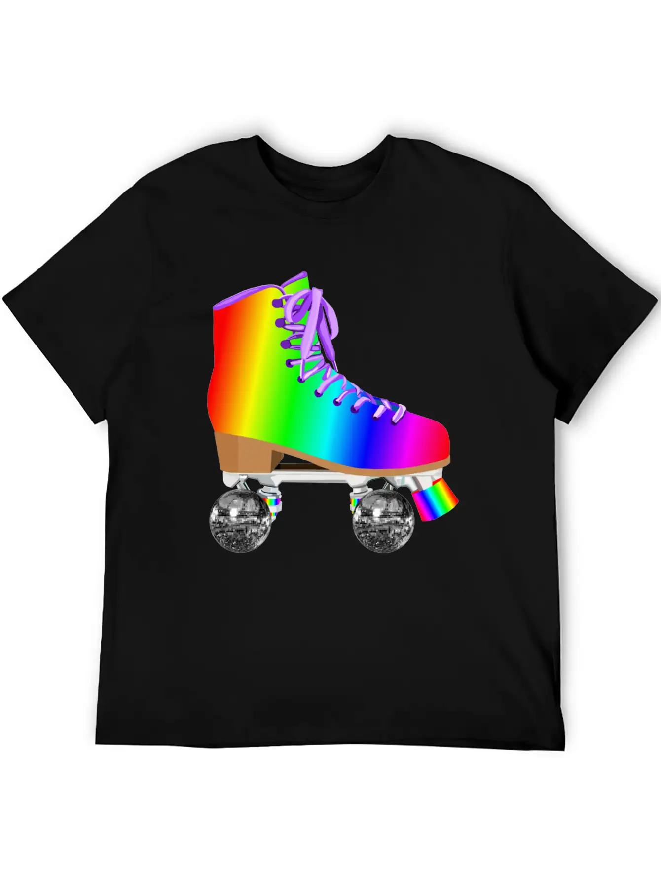 Retro Rainbow 70s Disco Roller Skates Essential Unisex Summer Tee – Soft Cotton Casual Fit