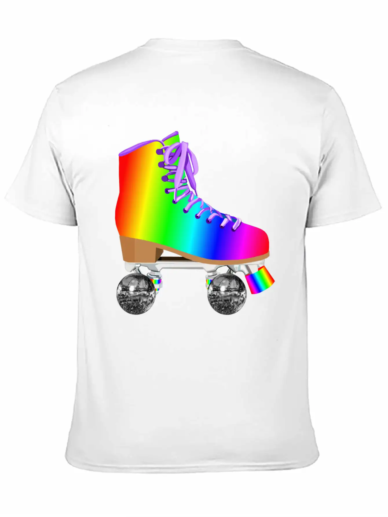 Retro Rainbow 70s Disco Roller Skates Essential Unisex Summer Tee – Soft Cotton Casual Fit