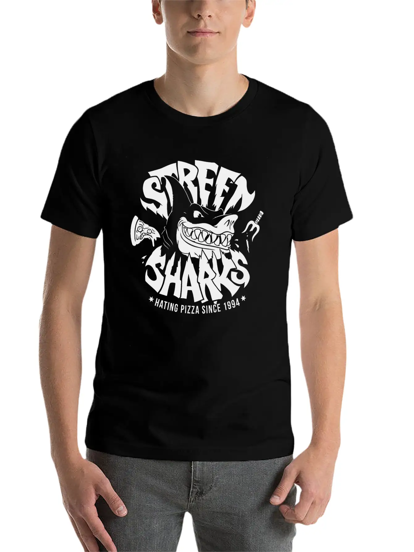 Sharkes Hate Pizza Essential Unisex Summer Tee – Soft Cotton Casual Fit