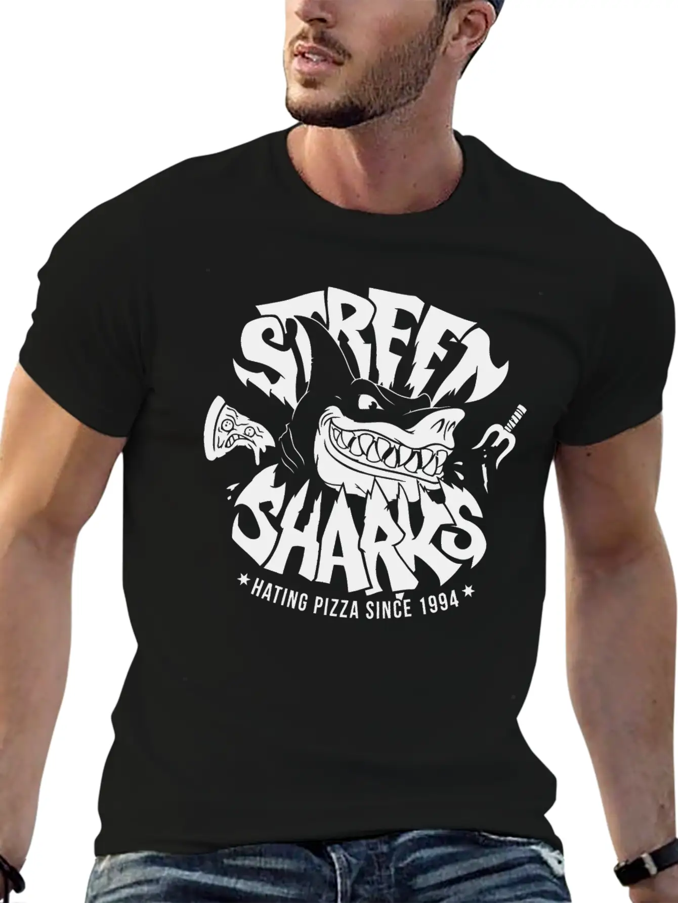 Sharkes Hate Pizza Essential Unisex Summer Tee – Soft Cotton Casual Fit