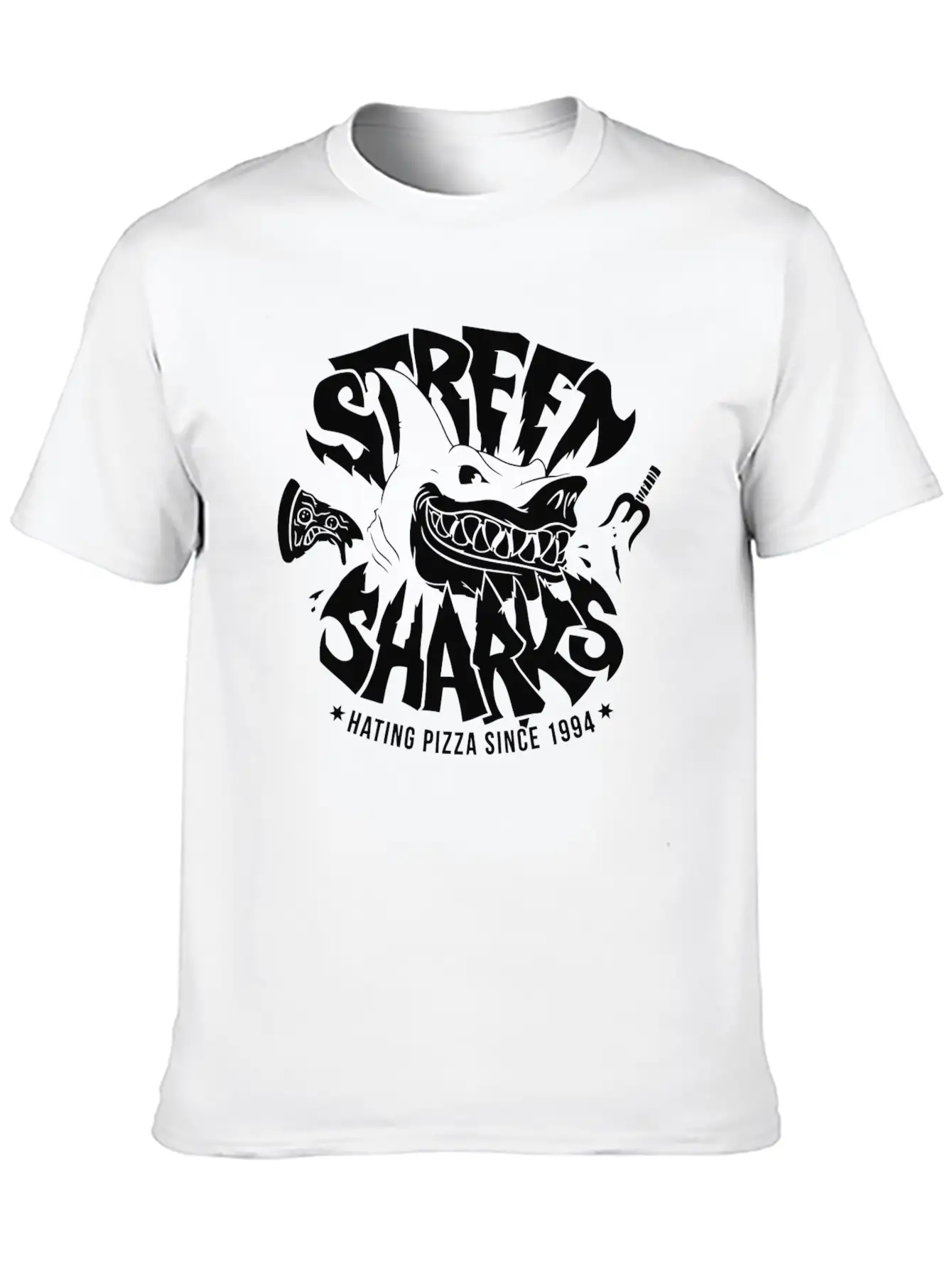 Sharkes Hate Pizza Essential Unisex Summer Tee – Soft Cotton Casual Fit