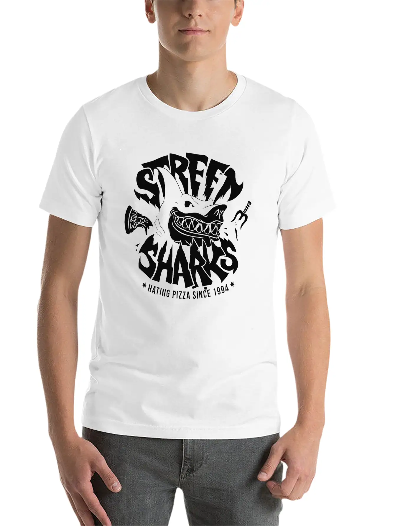 Sharkes Hate Pizza Essential Unisex Summer Tee – Soft Cotton Casual Fit