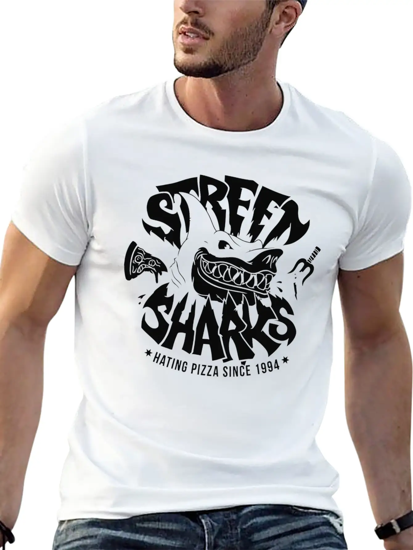 Sharkes Hate Pizza Essential Unisex Summer Tee – Soft Cotton Casual Fit