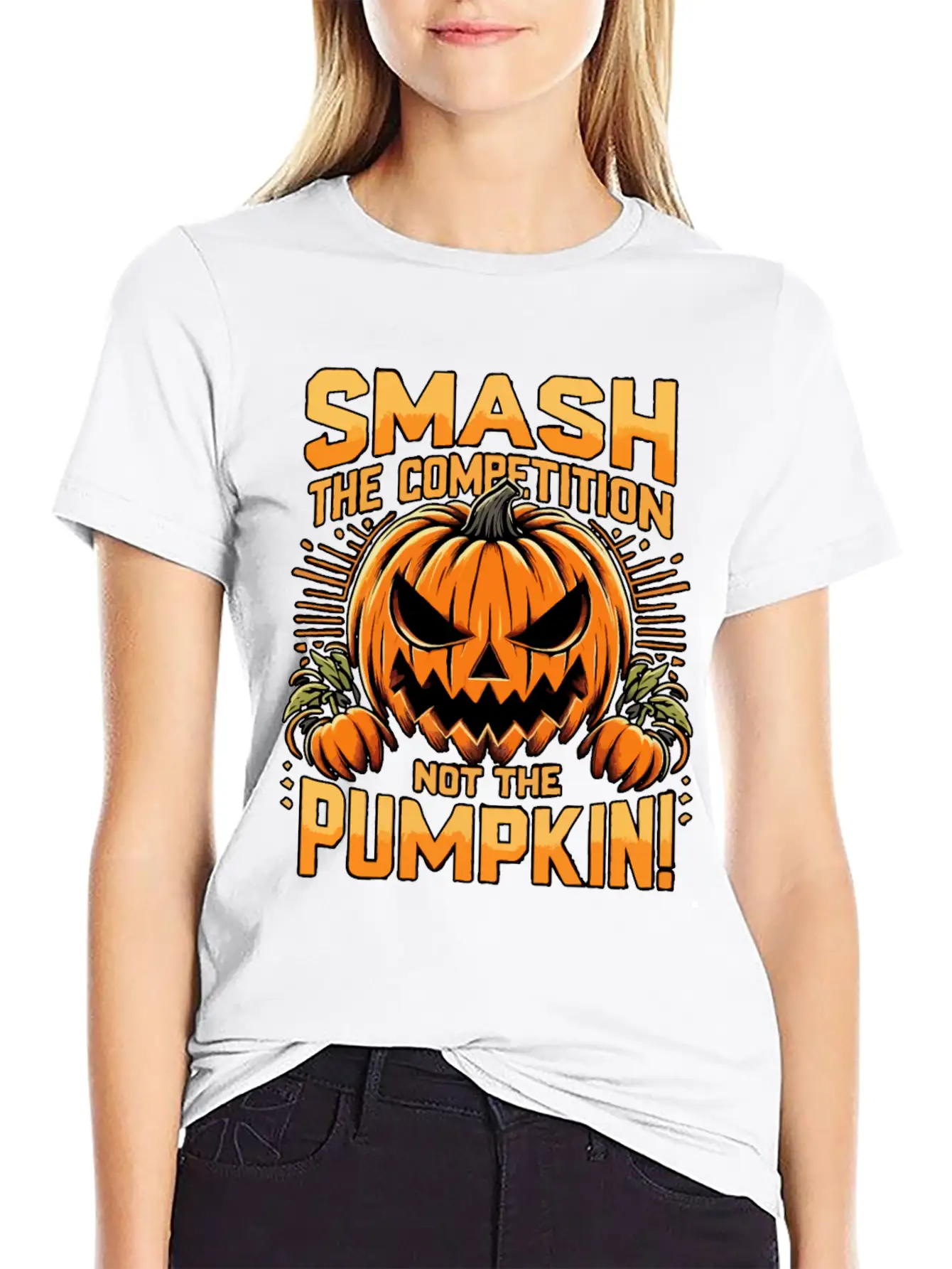 Smash The Competition Not The Pumpkin Classic Cotton Tee – Unisex Comfort For Any Season