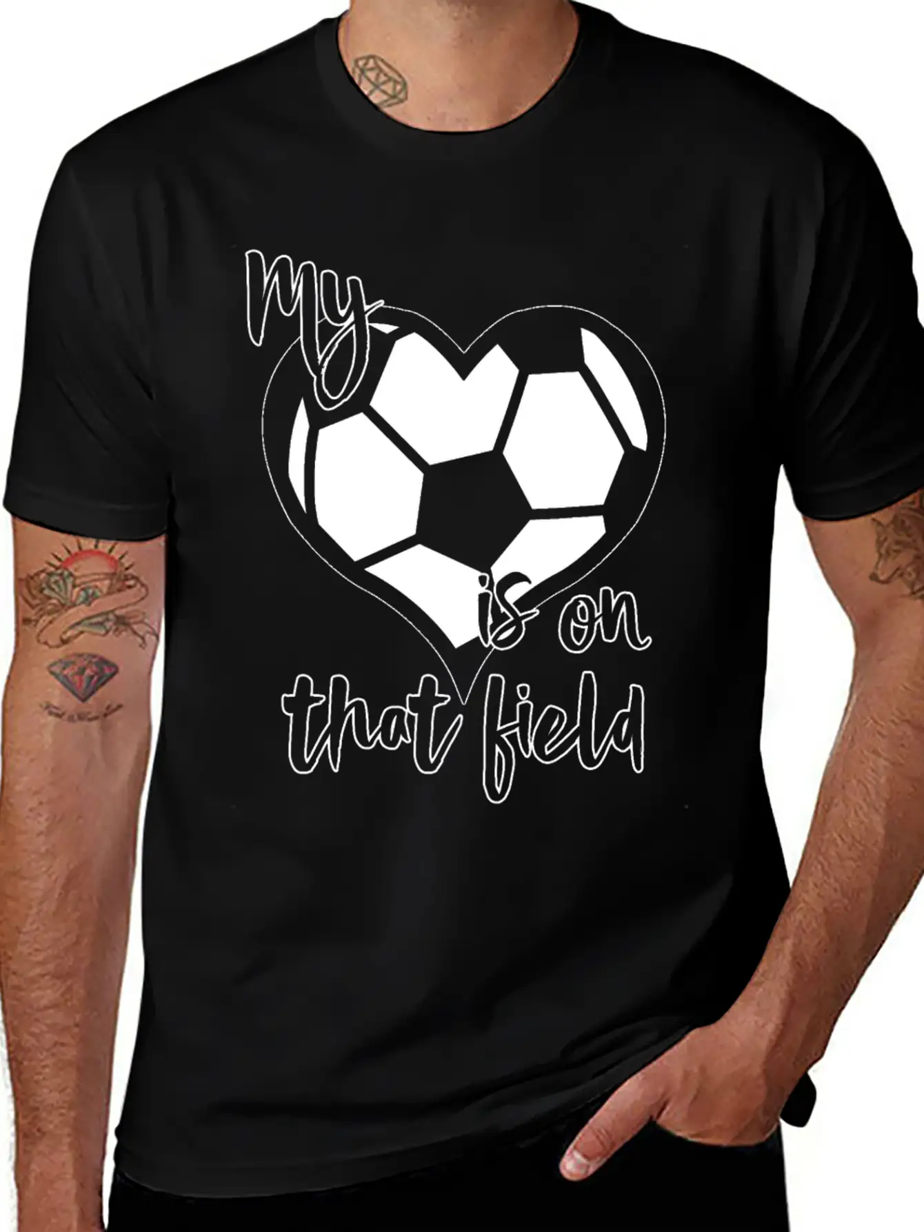 Soccer My Heart Is On That Field Casual Graphic T-Shirt – Simple And Comfortable Daily Wear