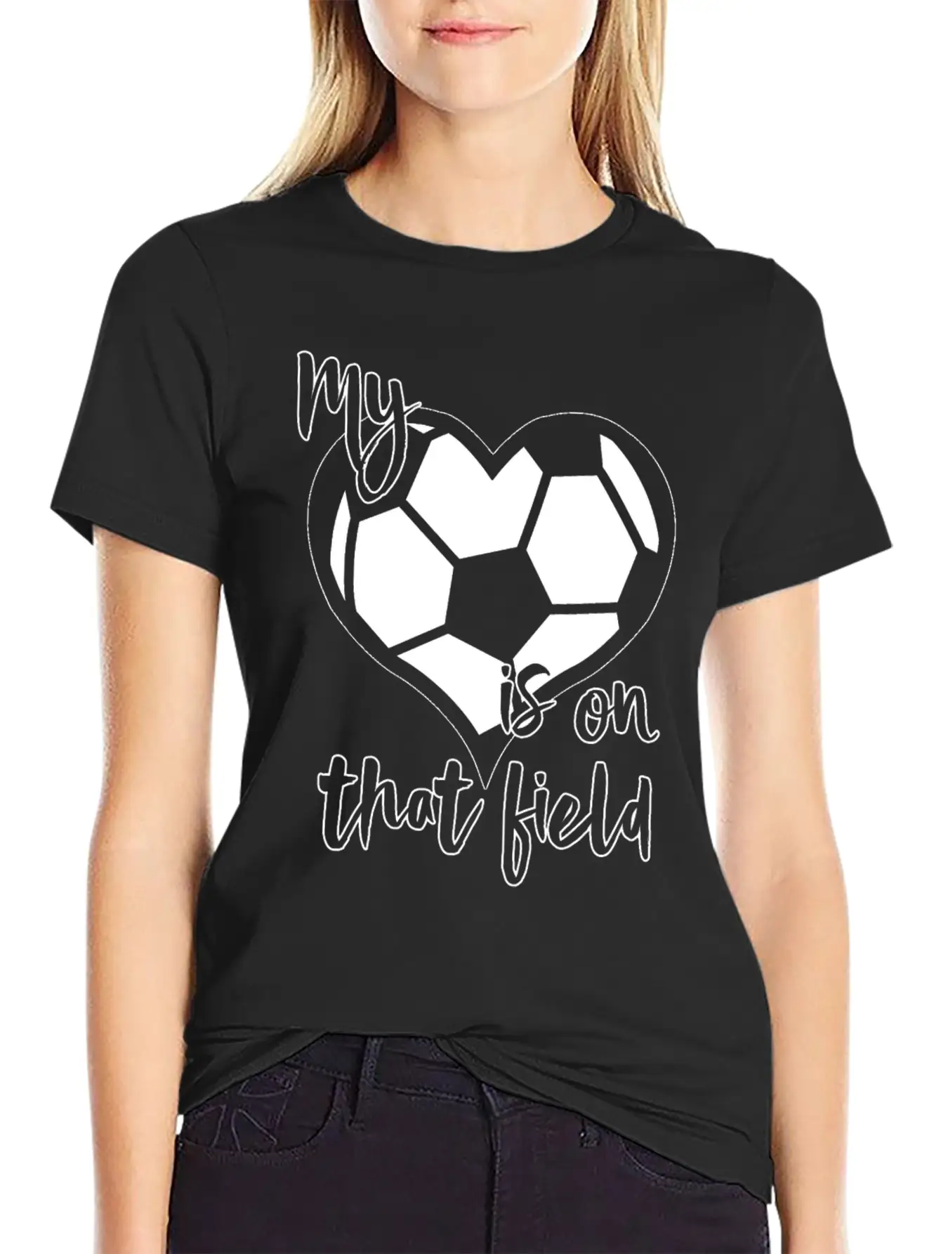Soccer My Heart Is On That Field Casual Graphic T-Shirt – Simple And Comfortable Daily Wear
