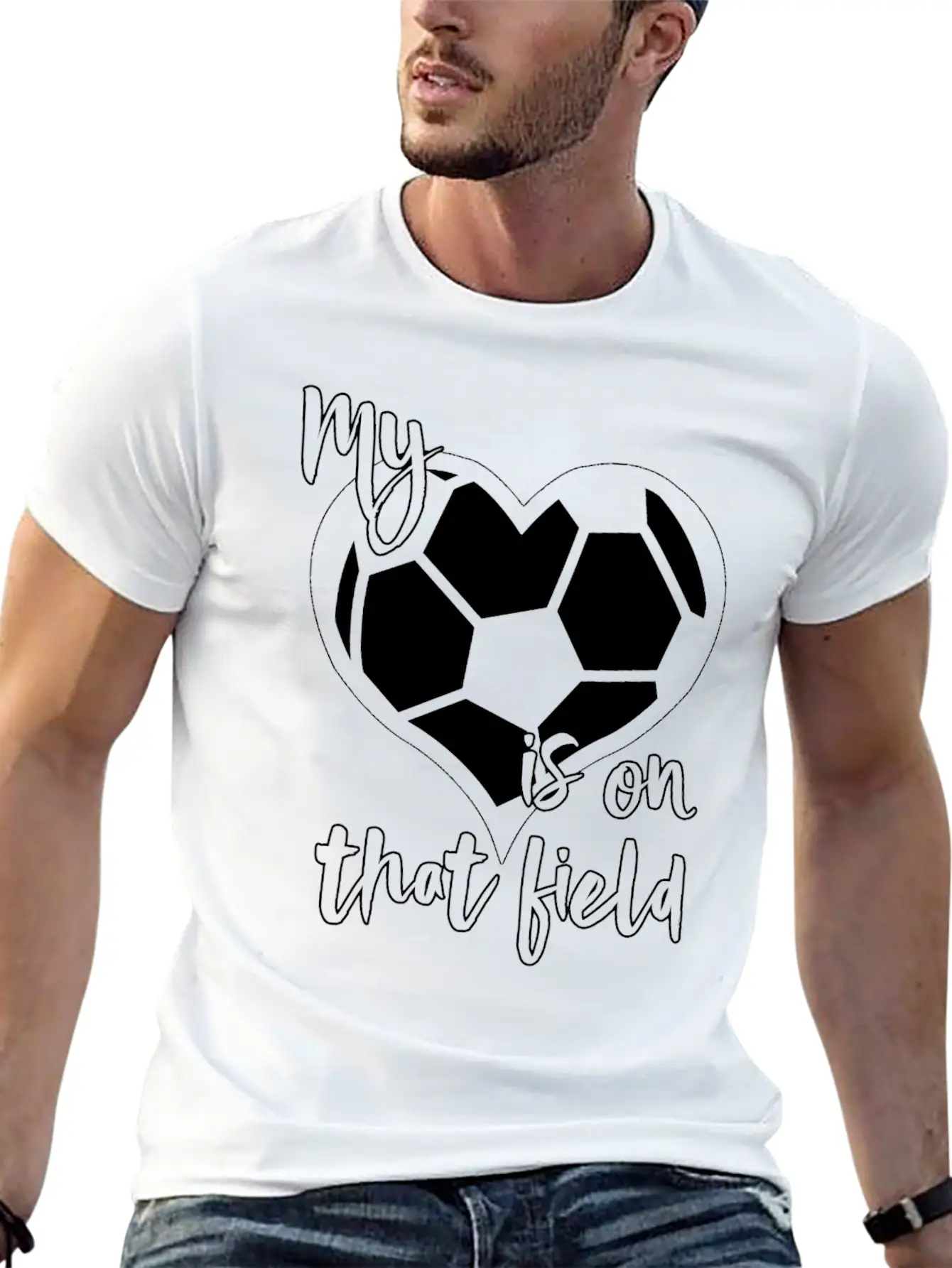 Soccer My Heart Is On That Field Casual Graphic T-Shirt – Simple And Comfortable Daily Wear