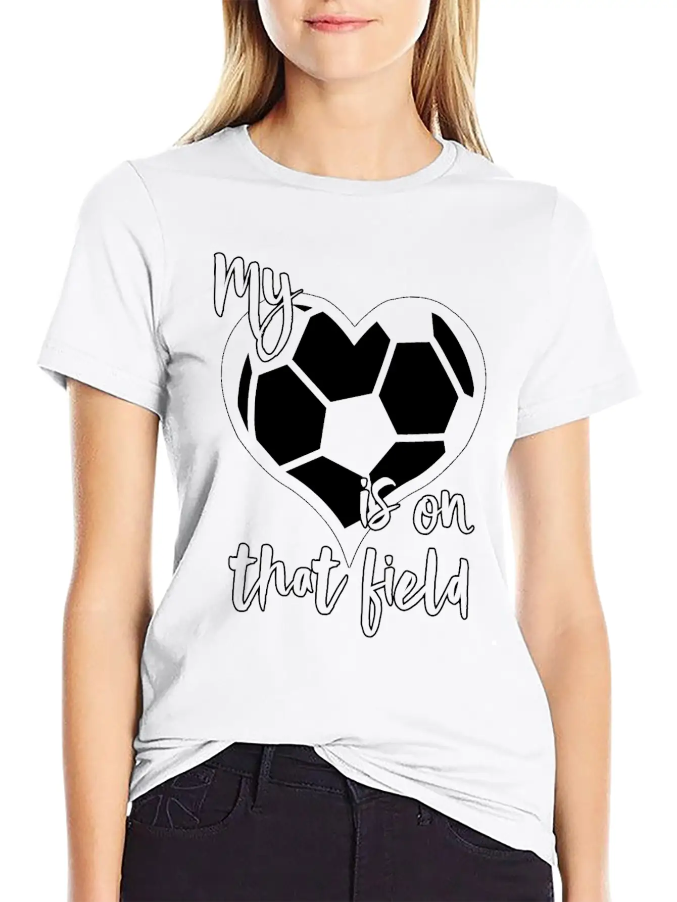 Soccer My Heart Is On That Field Casual Graphic T-Shirt – Simple And Comfortable Daily Wear